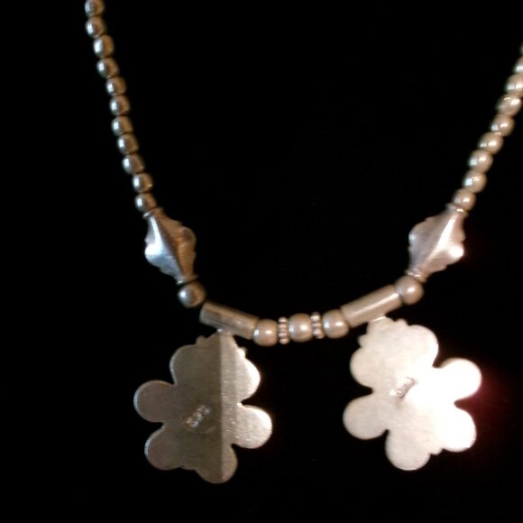 Vintage Amethyst Flower 18" Silver Bead Necklace - Picture 4 of 9